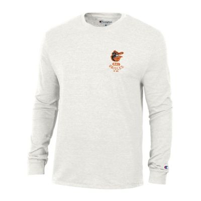 Champion Men's MLB Baltimore Orioles Cooperstown Winning Tradition Tri-Blend Long Sleeve T-Shirt, White, 2XL