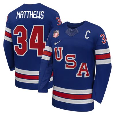 Men's World Hockey Nike Auston Matthews US Hockey 2026 Home Replica Jersey, Small