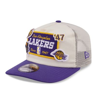 New Era Men's NBA Los Angeles Lakers Layered Patch 19TWENTY Adjustable Hat, Purple
