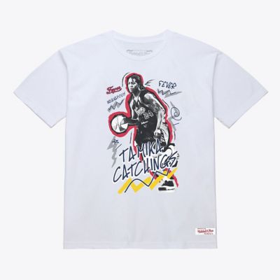 Mitchell & Ness WNBA Unisex Tamika Catchings Indiana Fever Chalked Up T-Shirt - Court Origins, White, XL