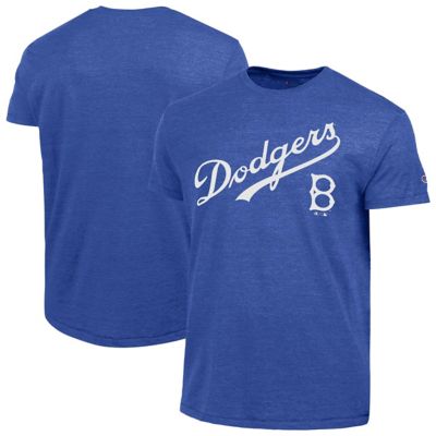 Champion Men's Cooperstown Teams Brooklyn Dodgers Cooperstown Wordmark Lockup Tri-Blend T-Shirt