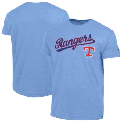 Champion Men's MLB Light Texas Rangers Cooperstown Wordmark Lockup Tri-Blend T-Shirt