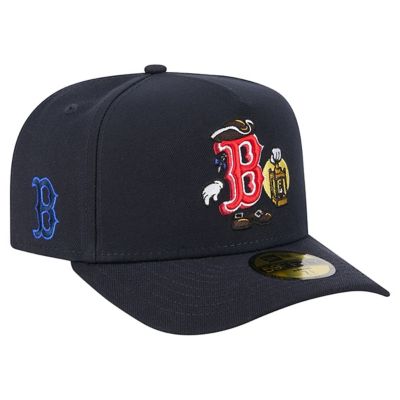 New Era Men's Boston Red Sox MLB Boston Sox Cartoon A-Frame 59FIFTY Fitted Hat, Navy Blue, 7 1/8