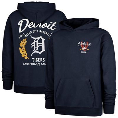 '47 Men's MLB Detroit Tigers Souvenir Laurels Foundation Hoodie, Navy Blue, Medium