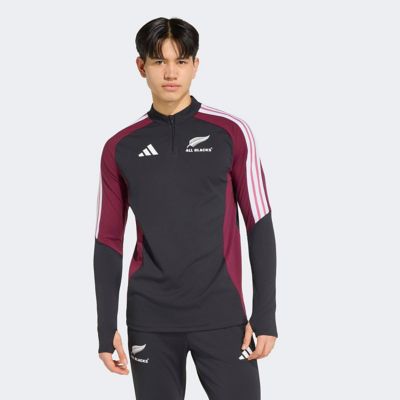 adidas Men's Rugby All Blacks Quarter-Zip Training Top, Black, Large
