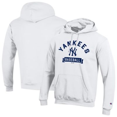 Champion Men's MLB New York Yankees Eco Powerblend Hoodie, White, 2XL