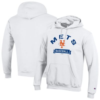 Champion Men's MLB New York Mets Eco Powerblend Hoodie, White, 2XL