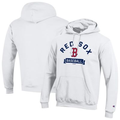 Champion Men's Boston Red Sox MLB Boston Sox Eco Powerblend Hoodie, White, 2XL