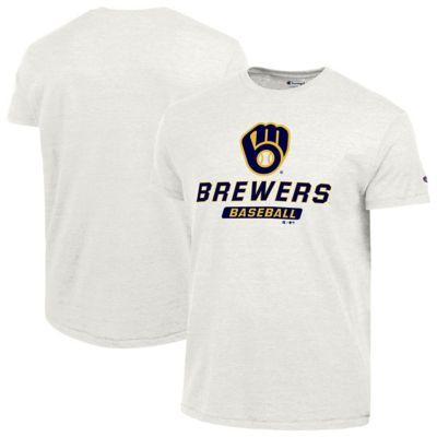 Champion Men's MLB Milwaukee Brewers Ultimate Tri-blend T-Shirt, White, 2XL