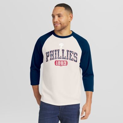 Darius Rucker Collection by Fanatics Men's MLB Cream/Navy Philadelphia Phillies Americana 3/4-Sleeve Raglan T-Shirt