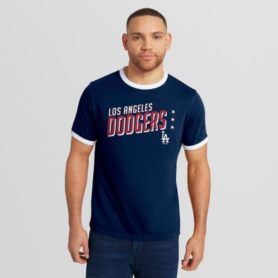 Darius Rucker Collection by Fanatics Men's MLB Los Angeles Dodgers Americana Washed Ringer T-Shirt, Navy Blue, 3XL