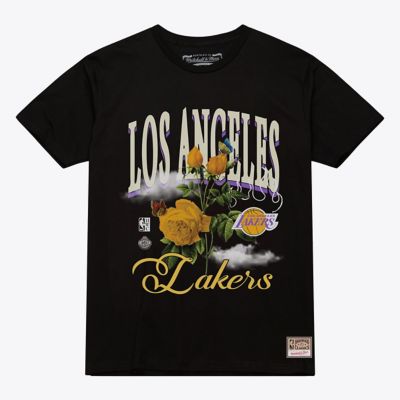 Mitchell & Ness NBA Unisex Los Angeles Lakers Floral Graphic T-Shirt, Black, XL
