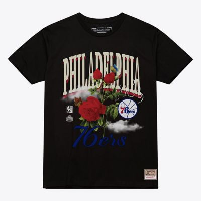 Mitchell & Ness NBA Unisex Philadelphia 76ers Floral Graphic T-Shirt, Black, XL
