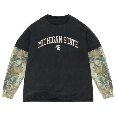 Uscape Apparel Men's NCAA Michigan State Spartans Back Bay Twofer Heavyweight Long Sleeve T-Shirt