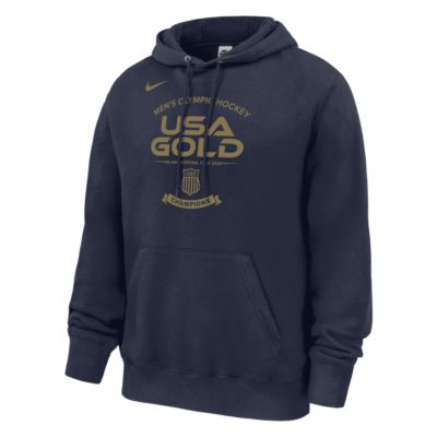 Men's NHL Nike USA Hockey 2026 Winter Olympics Medal Club Fleece Hoodie, Navy Blue, Small