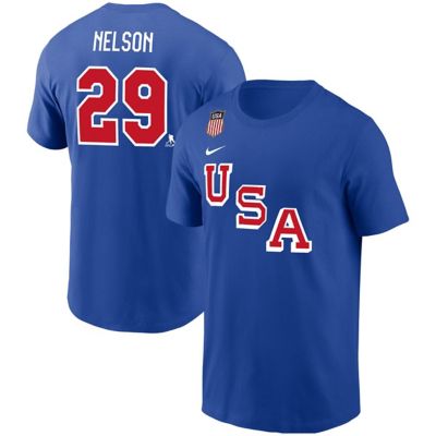 Men's Olympics Nike Brock Nelson USA Hockey Name & Number T-Shirt, Small