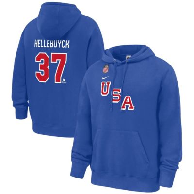 Men's Olympics Nike Connor Hellebuyck USA Hockey Name & Number Hoodie, Small