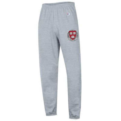 Champion Men's Harvard Crimson NCAA Heather Harvard Powerblend Fleece Team Sweatpants, Gray, Medium