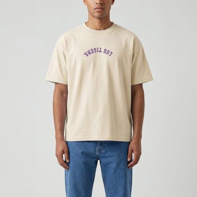 Uscape Apparel Men's NCAA LSU Tigers Upside Down Embroidered Vintage Heavyweight T-Shirt, 2XL