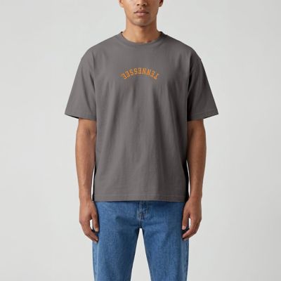 Uscape Apparel Men's NCAA Tennessee Volunteers Upside Down Embroidered Vintage Heavyweight T-Shirt, Brown, Medium