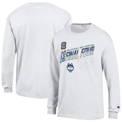 Champion Connecticut Huskies NCAA UConn Huskies 2026 NCAA Basketball Tournament March Madness Final Four Long Sleeve T-Shirt, White, Small