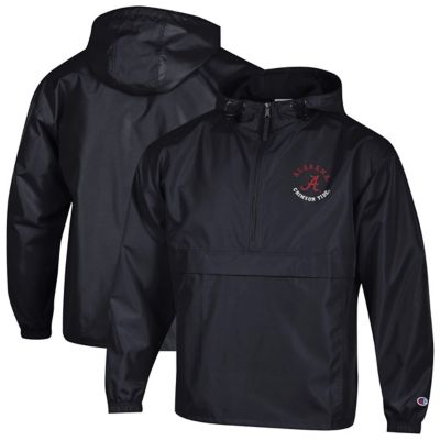 Champion Men's Alabama Crimson Tide NCAA Alabama Tide Packable Hooded Windbreaker Half-Zip Jacket