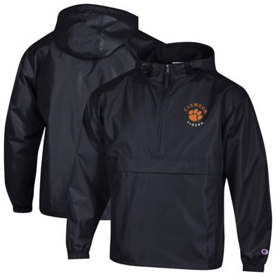 Champion Men's NCAA Clemson Tigers Packable Hooded Windbreaker Half-Zip Jacket