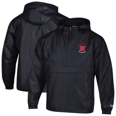 Champion Men's NCAA Nebraska Huskers Packable Hooded Windbreaker Half-Zip Jacket
