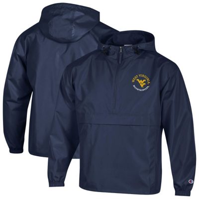 Champion Men's NCAA West Virginia Mountaineers Packable Hooded Windbreaker Half-Zip Jacket