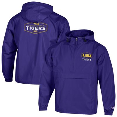 Champion Men's NCAA LSU Tigers Delay Packable Half-Zip Jacket, Purple, XL