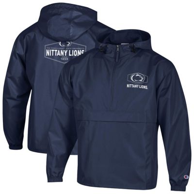 Champion Men's NCAA Penn State Nittany Lions Delay Packable Half-Zip Jacket, Navy Blue, Large