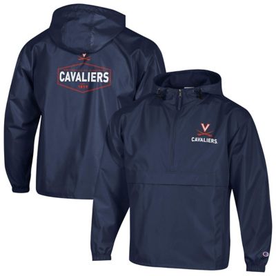 Champion Men's NCAA Virginia Cavaliers Delay Packable Half-Zip Jacket, Navy Blue, Medium