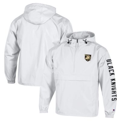 Champion Men's Army Black Knights NCAA Army Knights Cloud Packable Half-Zip Hooded Jacket, White, Large