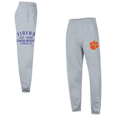 Champion Men's NCAA Heather Clemson Tigers Powerblend Banded Fleece Sweatpants, Gray, 2XL