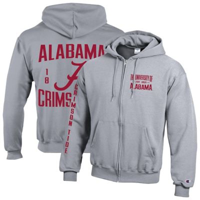 Champion Men's Alabama Crimson Tide NCAA Alabama Tide Varsity Powerblend Full-Zip Fleece Hoodie, Gray, 2XL