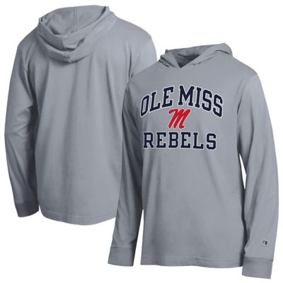 Champion Men's NCAA Ole Miss Rebels High Motor All-Star Long Sleeve Hooded T-Shirt, Gray, 2XL