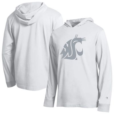 Champion Men's NCAA Washington State Cougars Tonal All-Star Long Sleeve Hooded T-Shirt, White, 2XL