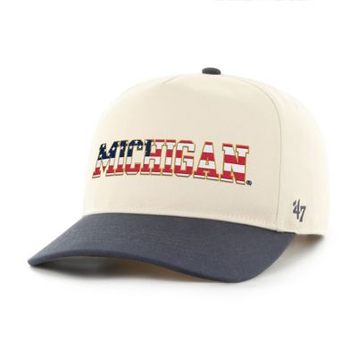 '47 Men's NCAA Natural/Navy Michigan Wolverines Americana Flag Hitch Adjustable Hat