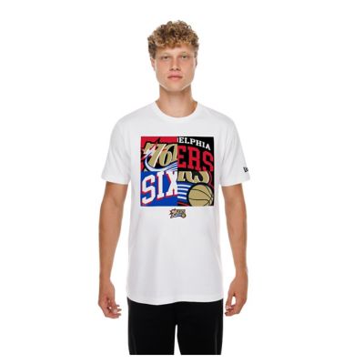 New Era Men's NBA Philadelphia 76ers Block Logo T-Shirt, White, 2XL