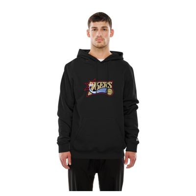 New Era Men's NBA Philadelphia 76ers Front Back Logo Hoodie, Black, XL