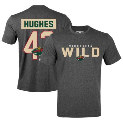 Levelwear Men's NHL Quinn Hughes Minnesota Wild Richmond Name & Number T-Shirt, Gray, Large