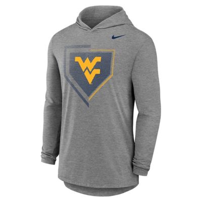 Men's NCAA Nike West Virginia Mountaineers 2026 NCAA Baseball NCAA World Series Dugout Long Sleeve Hooded T-Shirt