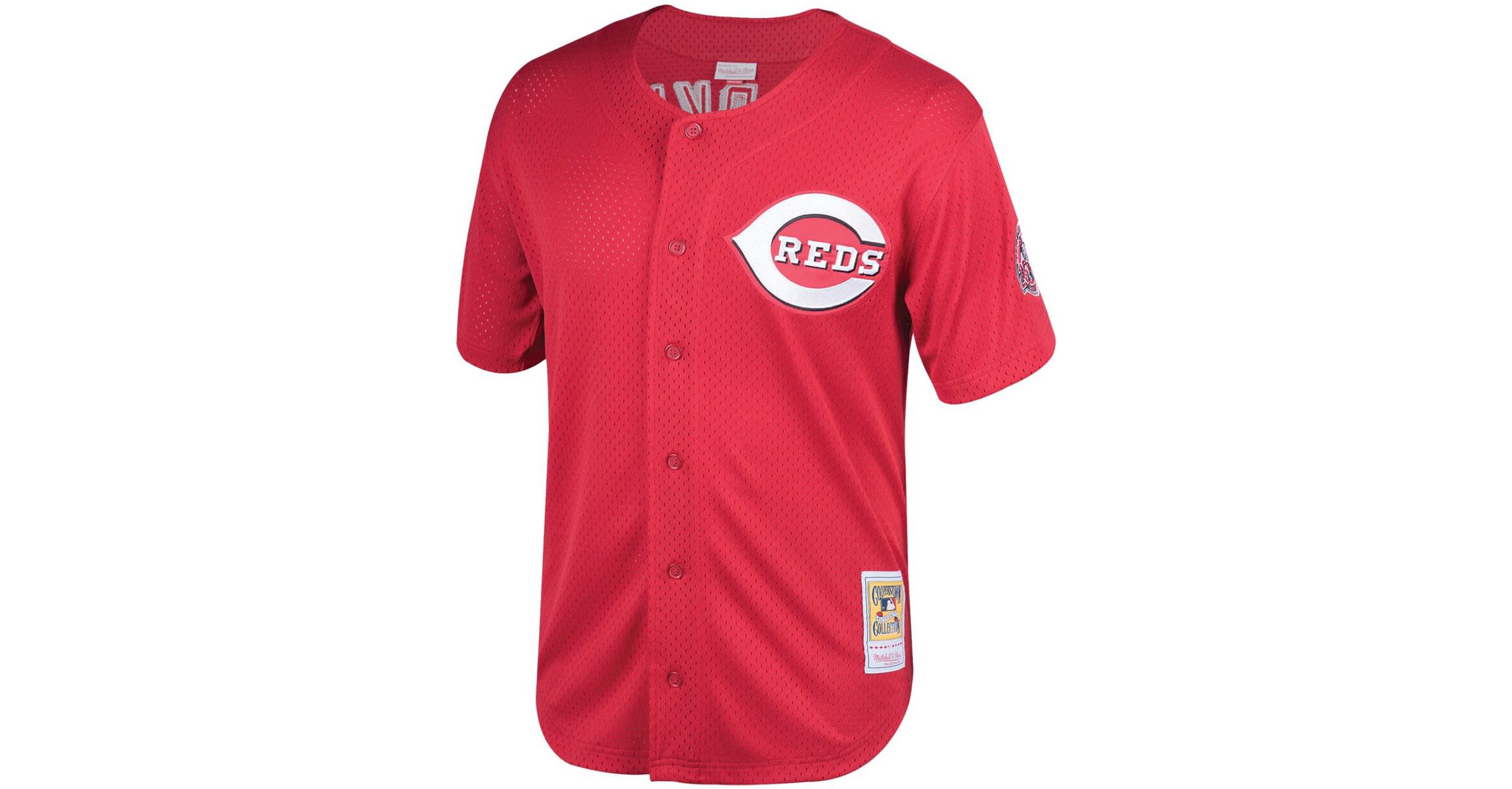 Cincinnati Reds MLB Barry Larkin Cincinnati Throwback Reds Cooperstown Mesh Batting Practice Jersey