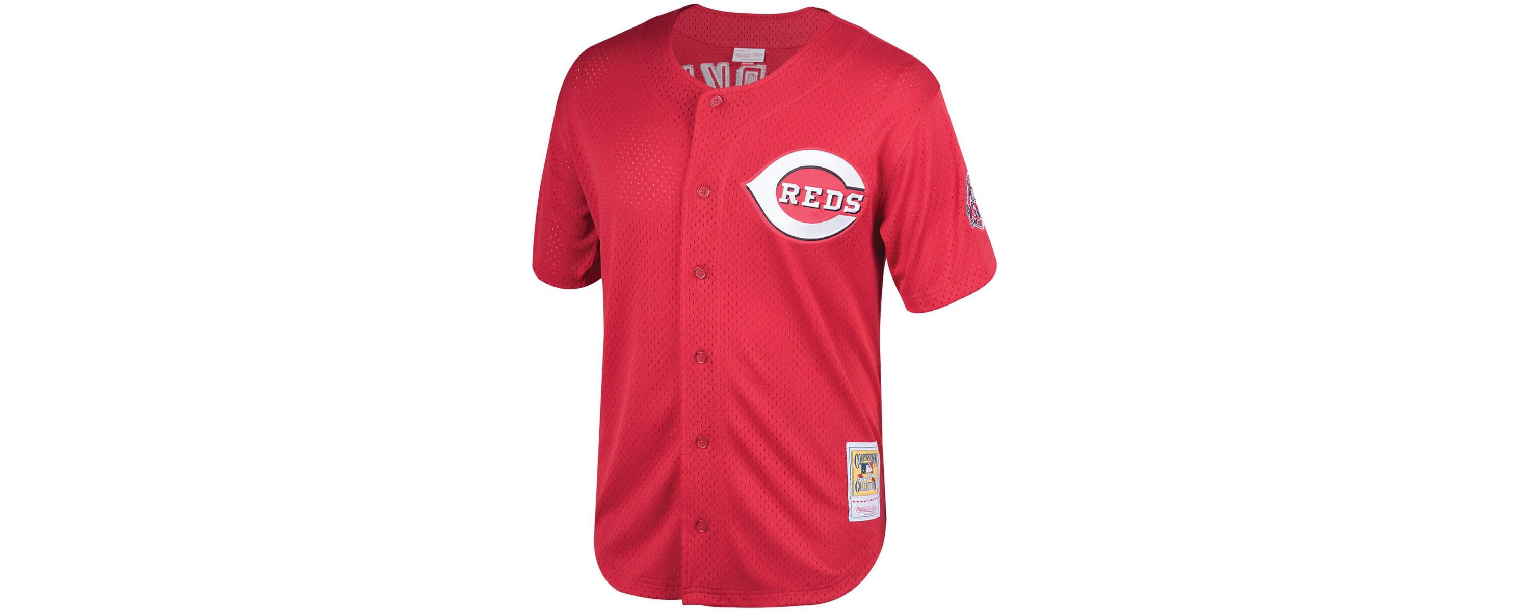 Cincinnati Reds MLB Barry Larkin Cincinnati Throwback Reds Cooperstown Mesh Batting Practice Jersey