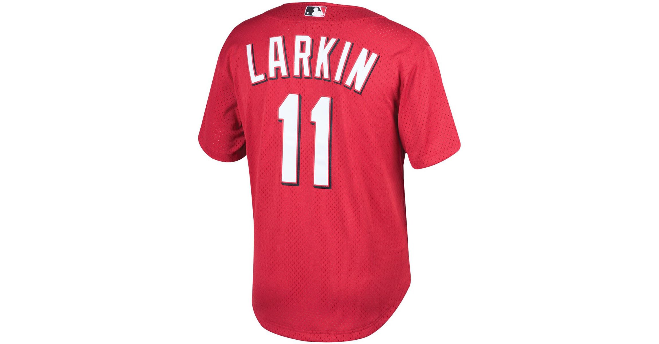 Cincinnati Reds MLB Barry Larkin Cincinnati Throwback Reds Cooperstown Mesh Batting Practice Jersey