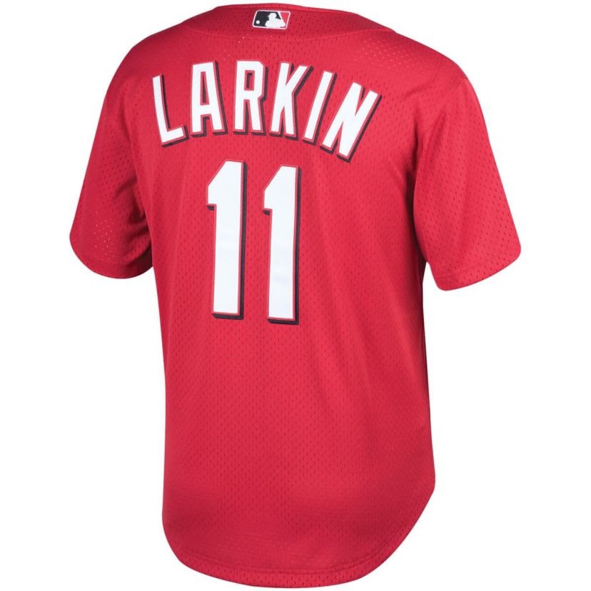 Cincinnati Reds MLB Barry Larkin Cincinnati Throwback Reds Cooperstown Mesh Batting Practice Jersey