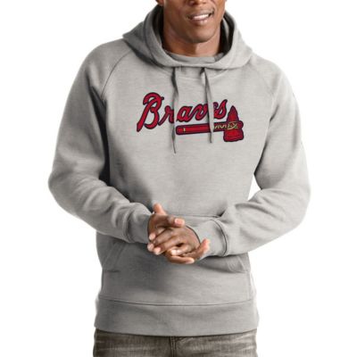 Antigua Men's MLB ed Atlanta Braves Victory Pullover Hoodie, Gray, Medium