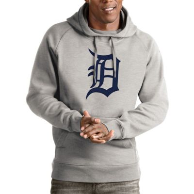 Antigua Men's MLB ed Detroit Tigers Victory Pullover Hoodie, Gray, Medium