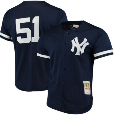 MLB Bernie Williams New York Yankees Cooperstown Collection Mesh Batting Practice Button-Up Jersey