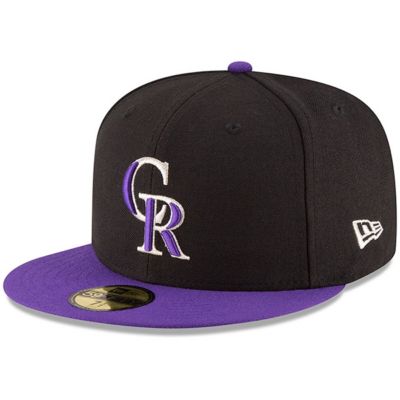 New Era Men's MLB Black/Purple Colorado Rockies Authentic Collection On Field 59FIFTY Structured Hat